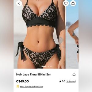 Cupshe Noir Lace Floral Bikini Set